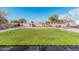 Spacious backyard with lush green lawn and fun play structure at 6208 N 78Th Dr, Glendale, AZ 85303