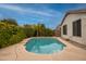 Backyard pool features mature privacy hedges, creating an outdoor oasis for relaxation and enjoyment at 9213 W Clara Ln, Peoria, AZ 85382