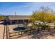 The backyard boasts an in-ground trampoline, covered patio, and pool in a fenced yard at 532 N 102Nd Pl, Mesa, AZ 85207