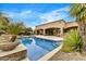 Backyard pool with desert landscaping and mountain views at 10798 E Hedgehog Pl, Scottsdale, AZ 85262