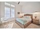 Bright bedroom with vaulted ceiling, plantation shutters and a unique wicker bed frame at 1918 W Medinah Ct, Anthem, AZ 85086