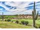 Expansive golf course with scenic views and iconic saguaro cacti against a blue sky backdrop at 1918 W Medinah Ct, Anthem, AZ 85086