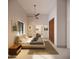 Bright main bedroom featuring contemporary design, ceiling fan and ensuite access at 2075 N Holmes Rd, Apache Junction, AZ 85119