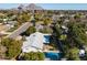 Charming aerial view of home with a refreshing backyard pool and mountain views at 3511 E Elm St, Phoenix, AZ 85018