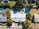 Aerial view of home featuring a private backyard pool and mature landscaping at 3511 E Elm St, Phoenix, AZ 85018