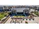 Aerial view of the community amenity center with pool, lounge chairs, and outdoor seating at 1075 S Tumbleweed Ln, Chandler, AZ 85286