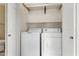 Efficient laundry area with washer and dryer units and convenient overhead shelving at 1295 N Ash St # 125, Gilbert, AZ 85233