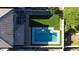 An aerial view of a private pool and backyard oasis for summertime fun in the sun at 21868 S 215Th St, Queen Creek, AZ 85142