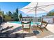 Backyard oasis featuring a sparkling pool, comfortable lounge chairs, and serene landscaping at 3802 E Shaw Butte Dr, Phoenix, AZ 85028