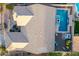 Aerial view of the home showcasing the pool, patio, landscaping, and surrounding neighborhood at 4637 E Fernwood Ct, Cave Creek, AZ 85331