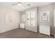 Bedroom with shuttered windows, neutral decor and unique art features at 4791 S White Pl, Chandler, AZ 85249