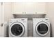 Modern laundry room with white appliances, storage cabinets, and sleek design at 4791 S White Pl, Chandler, AZ 85249