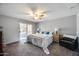 Bright bedroom with sliding door, comfortable furnishings, ceiling fan and neutral decor at 5532 W Onyx Ave, Glendale, AZ 85302