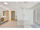 Bright bathroom featuring a large glass shower, modern vanity, and stylish fixtures at 6071 E Ludlow Dr, Scottsdale, AZ 85254