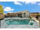Wide view of the pool and backyard, complete with covered gazebo and lounging areas at 644 W Dublin St, Gilbert, AZ 85233