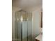 Corner shower with textured glass and silver frame at 409 S Mountain View Dr, Kearny, AZ 85137