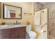 Clean bathroom with granite counters, walk-in shower, and neutral colors at 9501 W Hidden Valley Cir, Sun City, AZ 85351