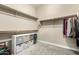 Spacious walk-in closet with built-in shelves and hanging rods for maximum storage, carpeted floor at 13615 W Merrell St, Avondale, AZ 85392