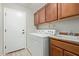 Laundry room with washer, dryer, sink, and storage cabinets at 17705 N Vera Cruz Ave, Maricopa, AZ 85139