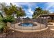 Backyard view of the fenced pool area surrounded by desert landscaping and mature trees at 38408 N 23Rd Dr, Phoenix, AZ 85086