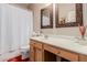 Bathroom featuring a single sink vanity and white shower curtain at 4252 E Desert Sky Ct, Cave Creek, AZ 85331