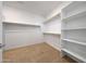 Bright walk-in closet featuring carpeted flooring, white walls, and shelving for optimal storage at 17445 W Via Dona Rd, Surprise, AZ 85387