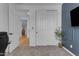 Bedroom view showcasing closet, interior door and decoratively framed blue wall with interior plant at 25582 S 224Th Way, Queen Creek, AZ 85142