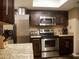 Close up on modern kitchen featuring stainless appliances, and granite countertops at 3030 N Hayden Rd # 28, Scottsdale, AZ 85251