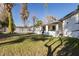 Large backyard with a white house, covered patio, black iron fence, and mature trees at 8002 N 5Th Ave, Phoenix, AZ 85021