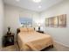 Inviting bedroom with neutral colors, cozy carpet, and a view of the neighborhood outside the window at 26947 W Adam Ave, Buckeye, AZ 85396