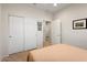 Bedroom features a double door closet, artwork, and access door to the rest of the house at 26947 W Adam Ave, Buckeye, AZ 85396