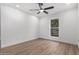 Bright bedroom featuring a ceiling fan and window allowing natural light at 16422 S 45Th Pl, Phoenix, AZ 85048