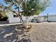 Backyard with rock landscaping and a painted tree at 305 S Val Vista Dr # 169, Mesa, AZ 85204