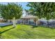 Charming front yard with a lush green lawn and mature shade trees enhances curb appeal at 10825 W Caron Dr, Sun City, AZ 85351