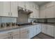 Contemporary kitchen with white cabinets, stainless steel hood, and gray countertops at 11673 N 136Th St # 1013, Scottsdale, AZ 85259