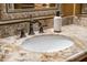 Close-up of a vanity with granite countertop and elegant fixtures at 15558 W Big Sky Dr, Surprise, AZ 85374