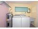 Laundry room with a washer, dryer, water heater and utility sink at 18835 N Palomar Dr, Sun City West, AZ 85375
