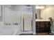 Bathroom featuring a vanity with dual sinks, toilet enclosure and bath/shower enclosure at 3016 N Glenview --, Mesa, AZ 85213