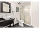 Bathroom with vanity, toilet, and shower stall at 7920 E Camelback Rd # 408, Scottsdale, AZ 85251
