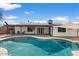 Beautiful backyard with a pool, covered patio, and well-manicured landscaping at 2230 W Peralta Ave, Mesa, AZ 85202