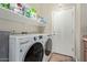 Bright laundry room with a large washer and dryer and storage shelf at 3344 E Grand Canyon Dr, Chandler, AZ 85249