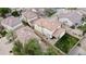 Aerial view of a home showing a tile roof, green backyard, patio area and the home's proximity to other houses at 671 E Colt Ct, Chandler, AZ 85225