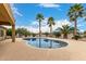 Backyard pool surrounded by palm trees at 9768 W Prospector Dr, Queen Creek, AZ 85144