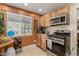 Cozy kitchen featuring stainless steel appliances, ample cabinet space, and a large window for natural light at 2925 W Highland Ave, Phoenix, AZ 85017