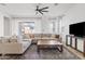Comfortable living room with stylish decor, area rug, and bright windows at 5650 S Feliz --, Mesa, AZ 85212