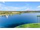 Beautiful lake view featuring fountains, palm trees and blue skies at 10931 S Santa Columbia Dr, Goodyear, AZ 85338