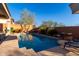 Backyard pool with mature landscaping and desert plants at 2415 W Hazelhurst Ct, Anthem, AZ 85086