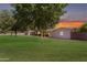 Spacious front yard with lush green grass and mature shade trees at 2425 E Harvard St, Phoenix, AZ 85008