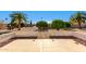 View of the backyard featuring mature landscaping, a decorative fence, and a concrete patio at 18002 N 135Th Dr, Sun City West, AZ 85375