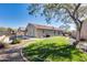 Backyard boasts a beautiful lawn and sparkling pool perfect for outdoor entertaining at 24204 N 27Th Pl, Phoenix, AZ 85024